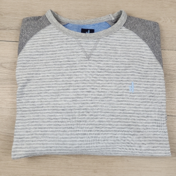 Johnnie O Sweatshirt Mens XL Gray Pullover Crew Neck Striped Logo - Picture 5 of 6